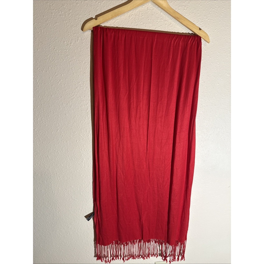 Jones NY Women's Red 100% Viscose Fringe Layering Scarf Indie Romantic Ren Fair